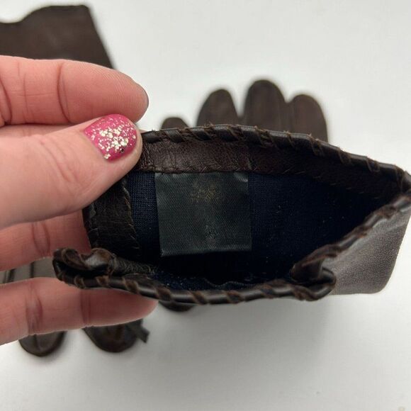 Philip Treacy London Size 7 Soft Brown Leather Driving Gloves Vintage Embroidery - Picture 8 of 14